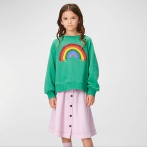 Molo Girl's Marilee Rainbow Graphic Green Sweatshirt Size 12Y